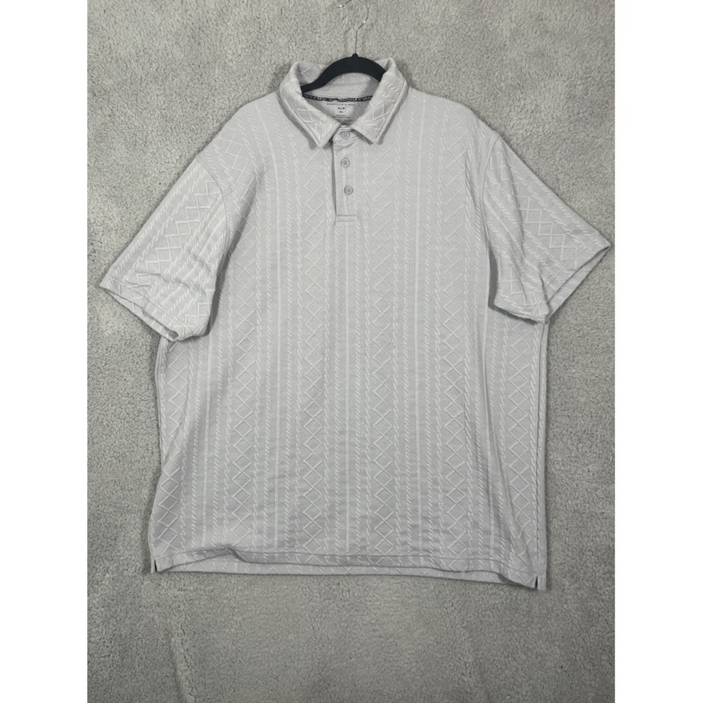 Shaquille O'Neal Polo Shirt Mens 2XL Light Gray Jacquard Knit Short Sleeve Golf